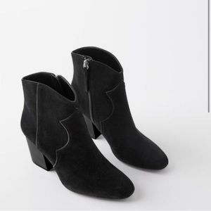 Zara Suede Black Ankle Boots